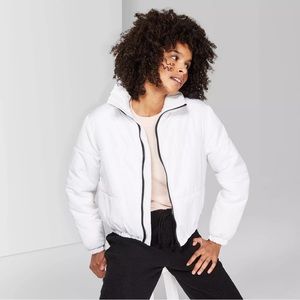 White Zip-Up Puffer Jacket